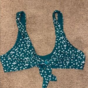 Zaful Teal and White Bikini Top